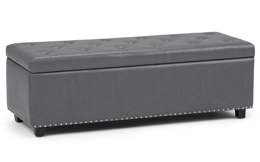 simpli home Storage Ottoman in Stone Grey