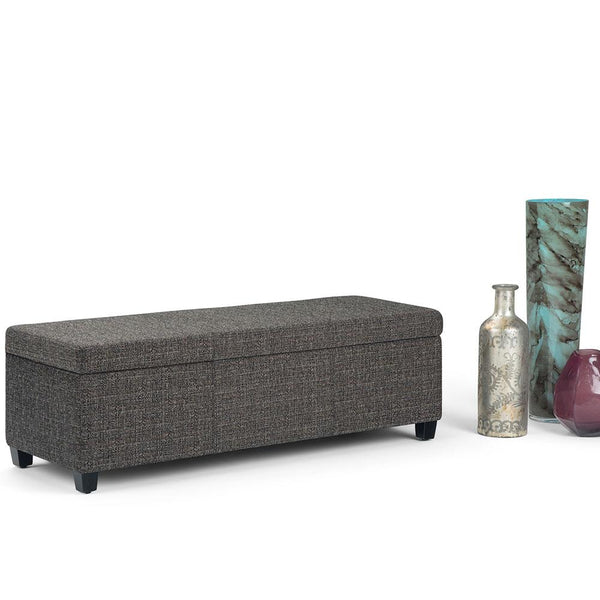 Simpli Home Storage Ottoman In Tweed