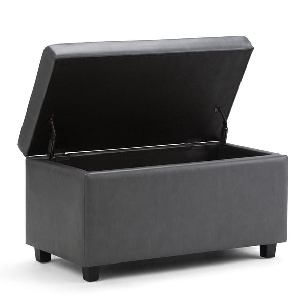 Simpli Home Storage Ottoman In Vegan Leather