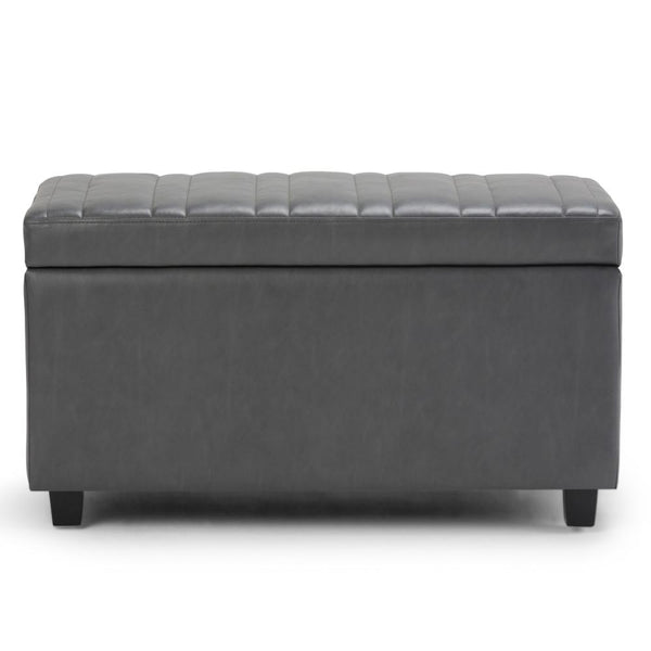 Simpli Home Storage Ottoman In Vegan Leather