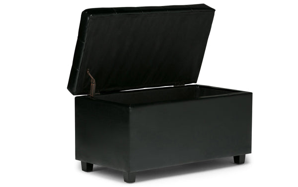 Simpli Home Storage Ottoman In Vegan Leather