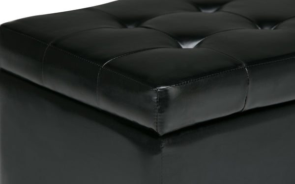 Simpli Home Storage Ottoman In Vegan Leather