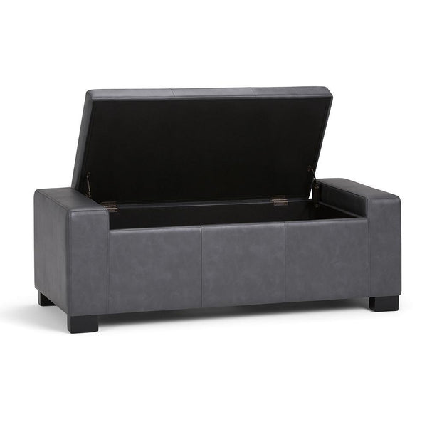 Simpli Home Storage Ottoman In Vegan Leather