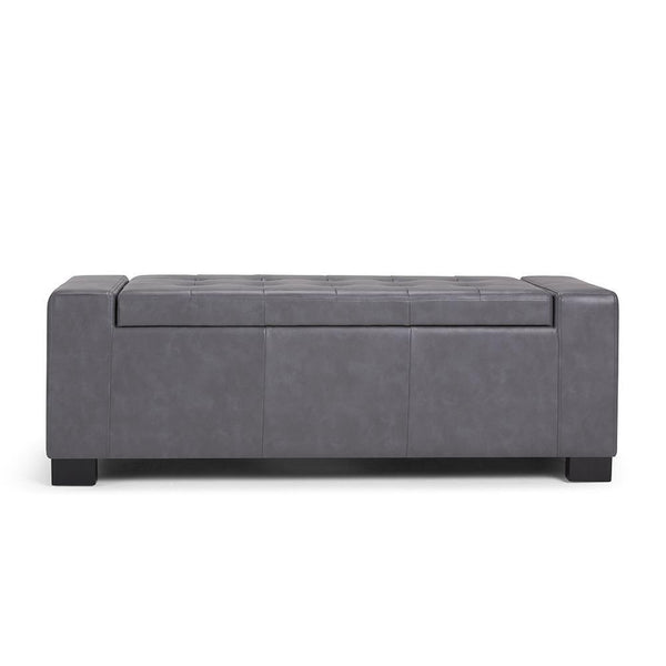 Simpli Home Storage Ottoman In Vegan Leather