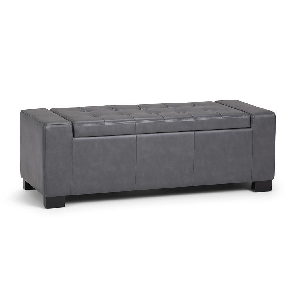 simpli home Storage Ottoman in Vegan Leather