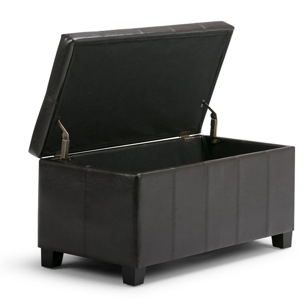 Simpli Home Storage Ottoman In Vegan Leather