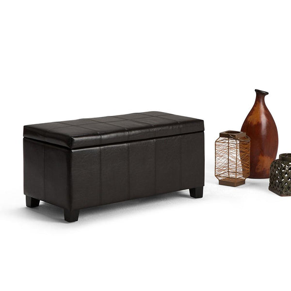 Simpli Home Storage Ottoman In Vegan Leather