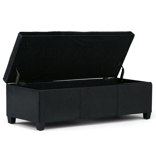 Simpli Home Storage Ottoman In Vegan Leather