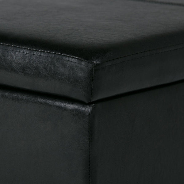 Simpli Home Storage Ottoman In Vegan Leather