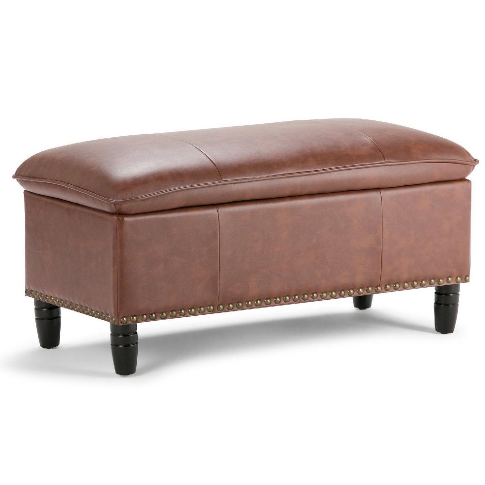 simpli home Storage Ottoman in Vegan Leather
