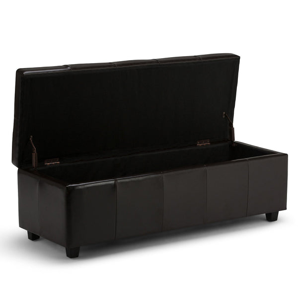 Simpli Home Storage Ottoman In Vegan Leather