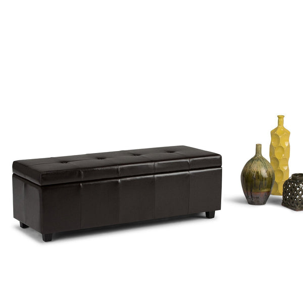 Simpli Home Storage Ottoman In Vegan Leather