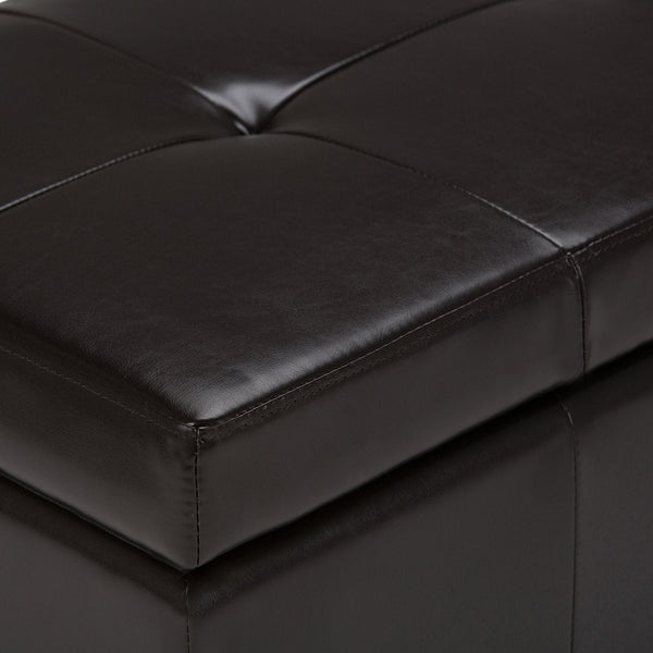 Simpli Home Storage Ottoman In Vegan Leather