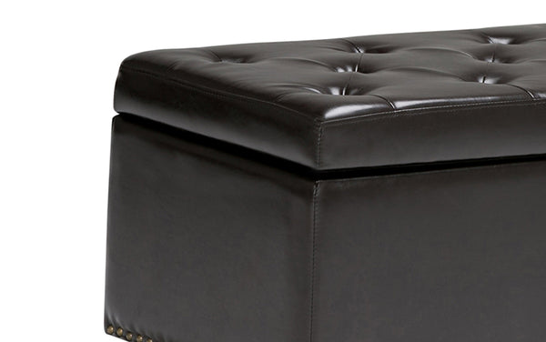Simpli Home Storage Ottoman In Vegan Leather