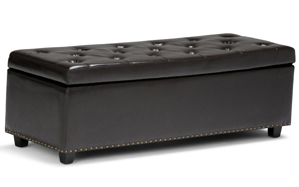 simpli home Storage Ottoman in Vegan Leather