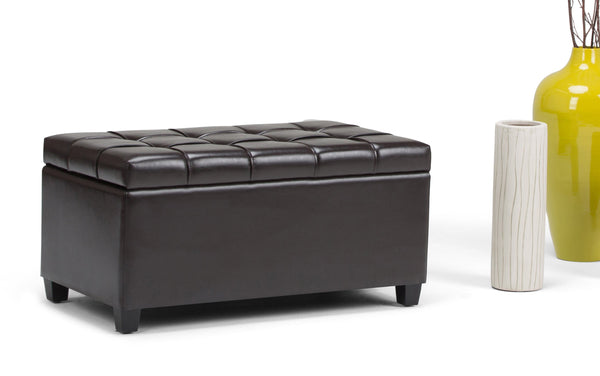 Simpli Home Storage Ottoman In Vegan Leather