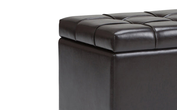 Simpli Home Storage Ottoman In Vegan Leather