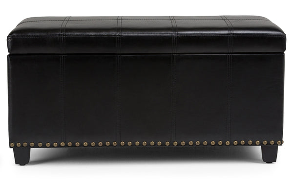 Simpli Home Storage Ottoman In Vegan Leather