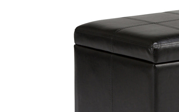 Simpli Home Storage Ottoman In Vegan Leather