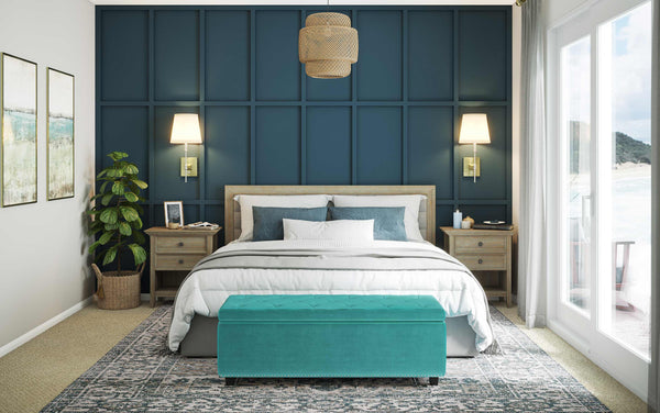 Simpli Home Storage Ottoman In Velvet Fabric