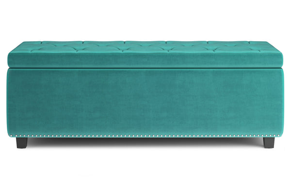 Simpli Home Storage Ottoman In Velvet Fabric