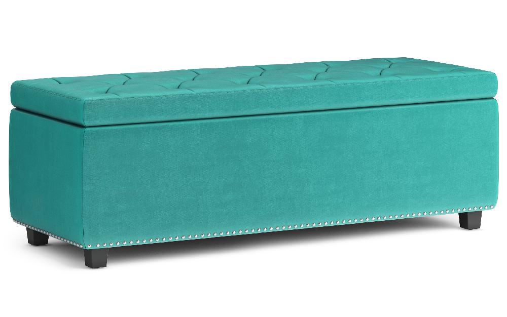 simpli home Storage Ottoman in Velvet Fabric