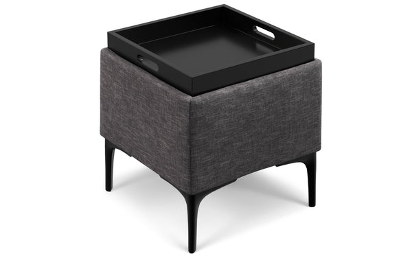 Simpli Home Storage Ottoman With Tray In Linen