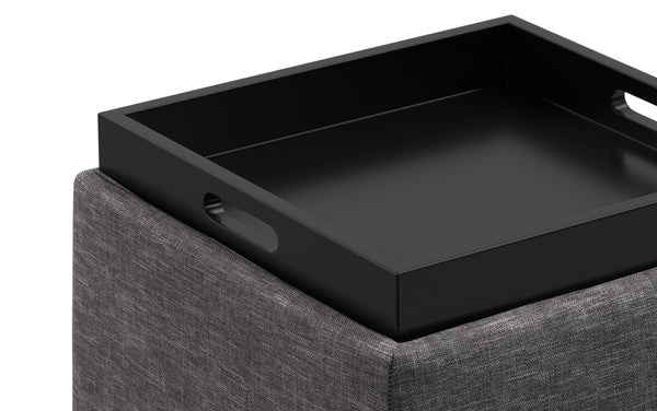 Simpli Home Storage Ottoman With Tray In Linen