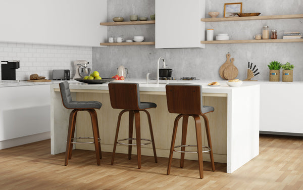 Simpli Home Swivel Bar Stool In Linen