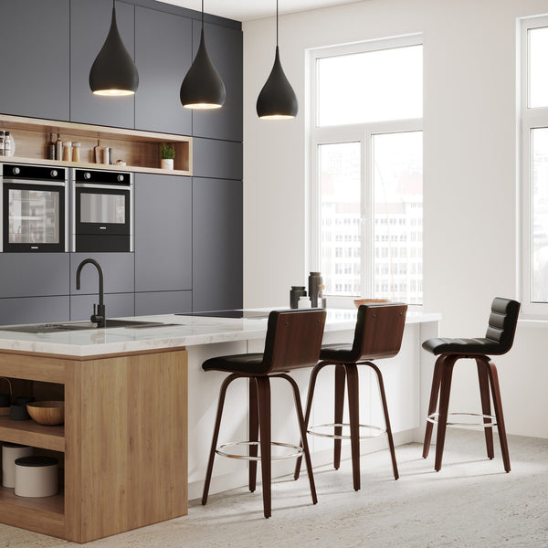 Simpli Home Swivel Bar Stool In Vegan Leather