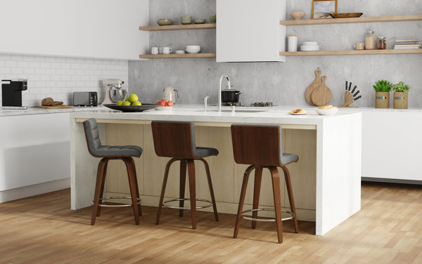 Simpli Home Swivel Counter Height Stool In Linen