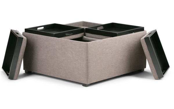 Simpli Home Table Ottoman In Linen