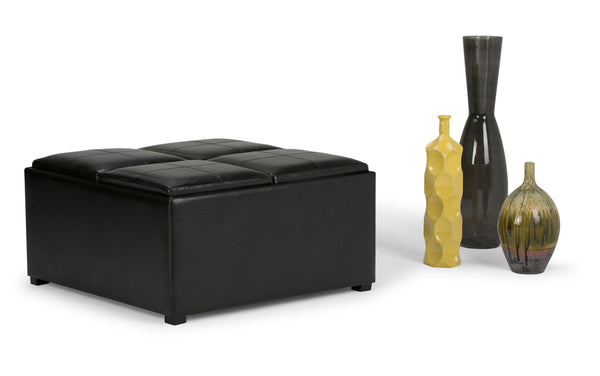 Simpli Home Table Ottoman In Vegan Leather