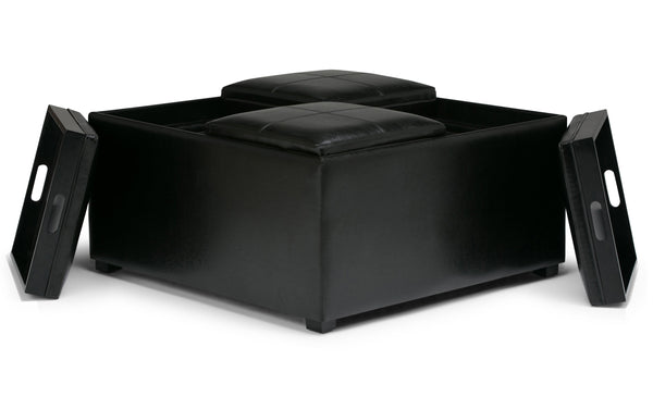 Simpli Home Table Ottoman In Vegan Leather