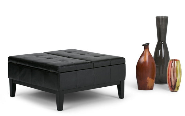 Simpli Home Table Ottoman In Vegan Leather