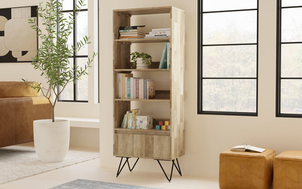 Simpli Home Tall Bookcase In Mango