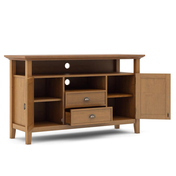 Simpli Home Tall TV Stand In Light Golden Brown