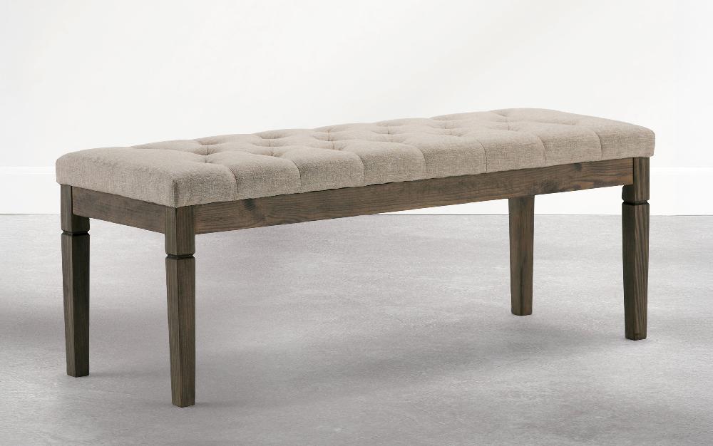 simpli home Tufted Ottoman Bench in Wheat Beige