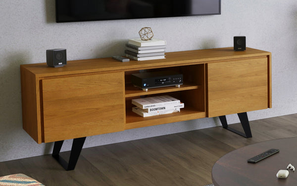 Simpli Home TV Media Stand In Oak