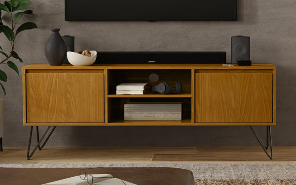 Simpli Home TV Media Stand In Oak