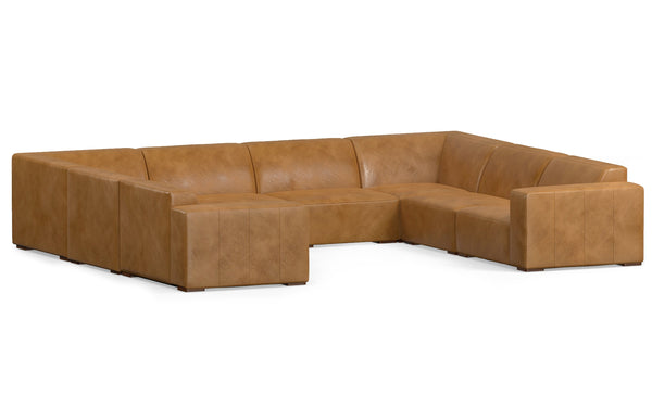 Simpli Home U-Shaped Sectional In Genuine Leather