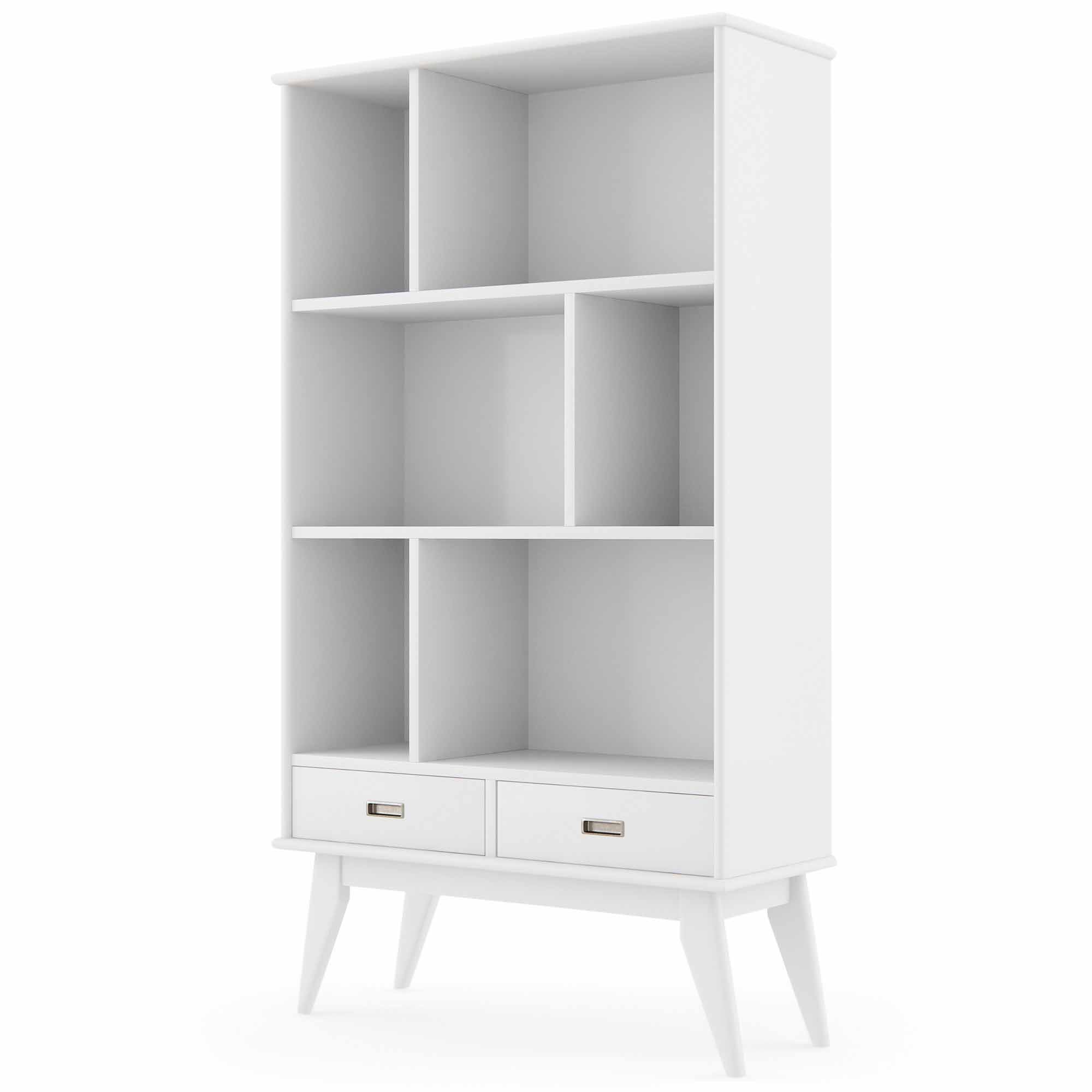simpli home Wide Bookcase in White