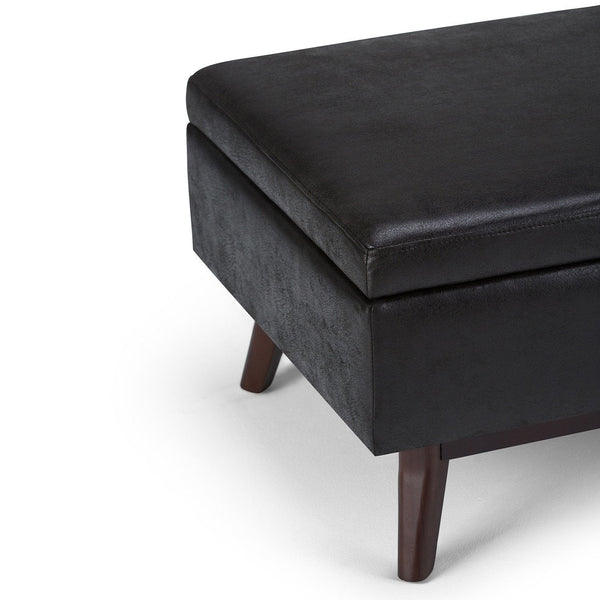 Simpli Home Small Coffee Table Ottoman In Distressed Vegan Leather