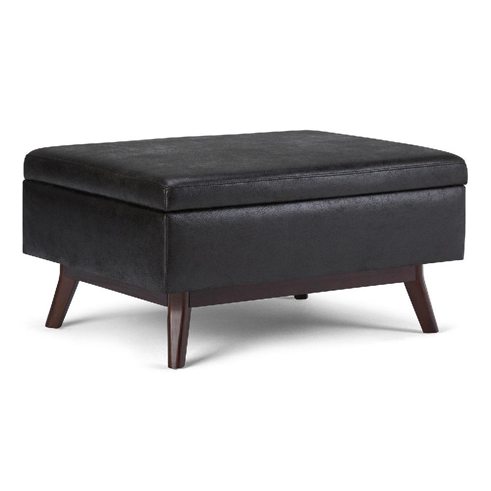 simpli home Small Coffee Table Ottoman in Distressed Vegan Leather