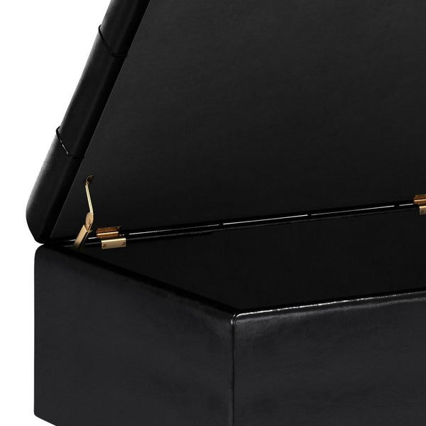 Simpli Home Small Coffee Table Ottoman In Vegan Leather