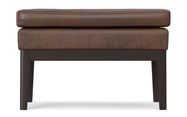 Simpli Home Small Ottoman Bench In Distressed Chestnut Brown