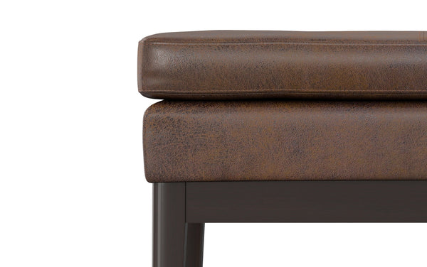 Simpli Home Small Ottoman Bench In Distressed Chestnut Brown