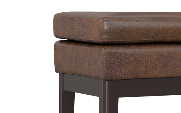 Simpli Home Small Ottoman Bench In Distressed Chestnut Brown