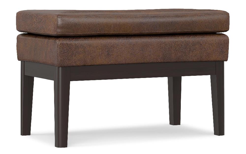 simpli home Small Ottoman Bench in Distressed Chestnut Brown