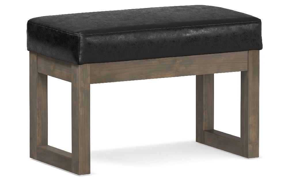 simpli home Small Ottoman Bench in Distressed Vegan Leather